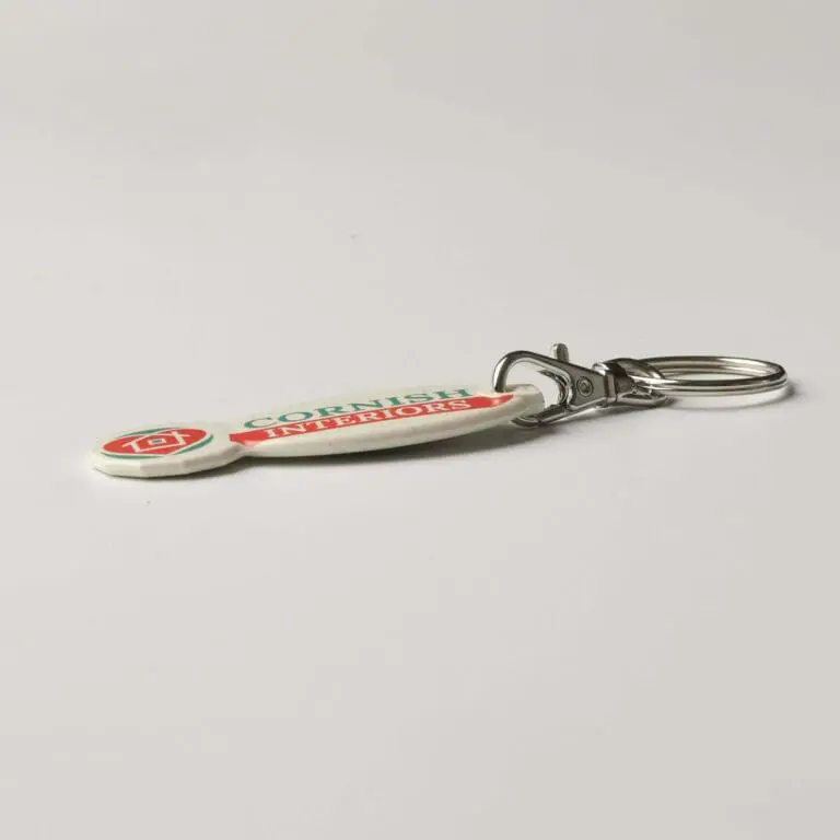 Promotional biodegradable oval trolley stick keyring with printed logo