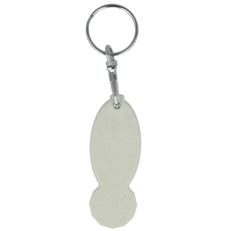 Promotional biodegradable oval trolley stick keyring with printed logo