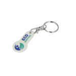 Branded biodegradable trolley stick keyring with printed logo