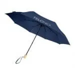 Printed windproof recycled folding umbrella in navy blue with printed logo