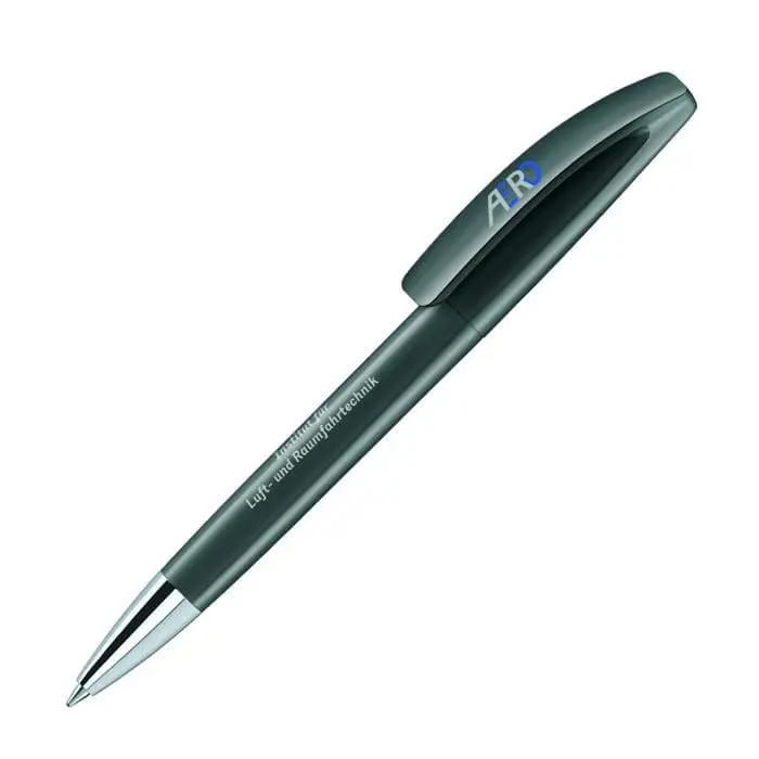 Branded Bridge Polished Metal Tip Pen in grey with printed logo