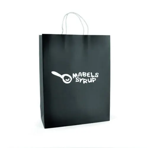 Promotional coloured large paper bag in black with printed logo