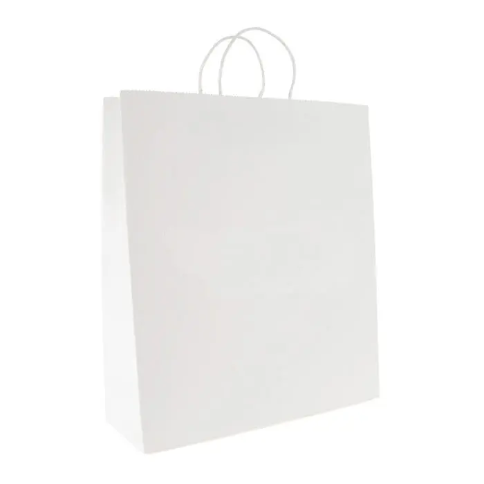 Branded white extra large paper bag with printed logo