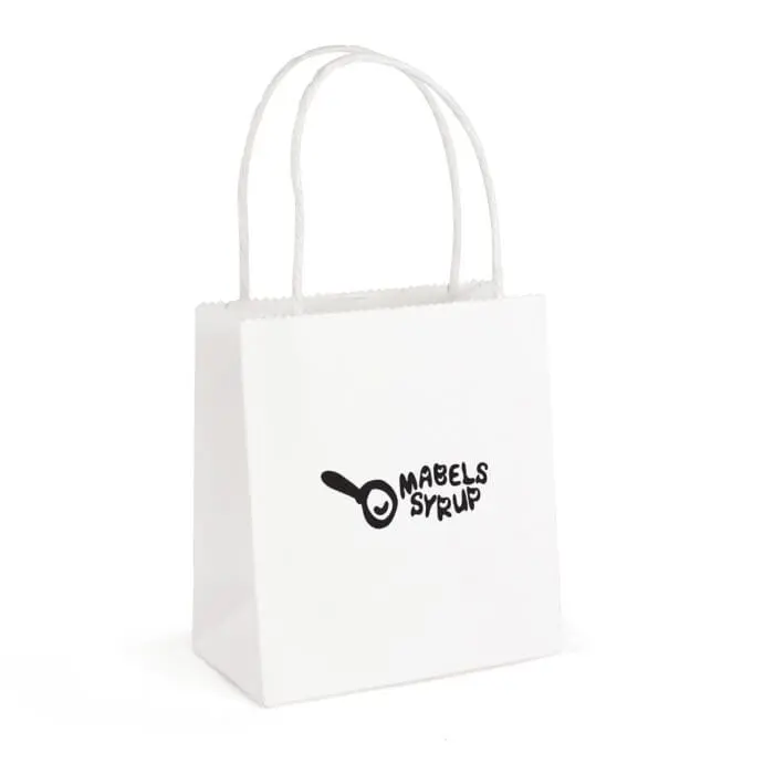 Promotional white small paper bag with printed logo