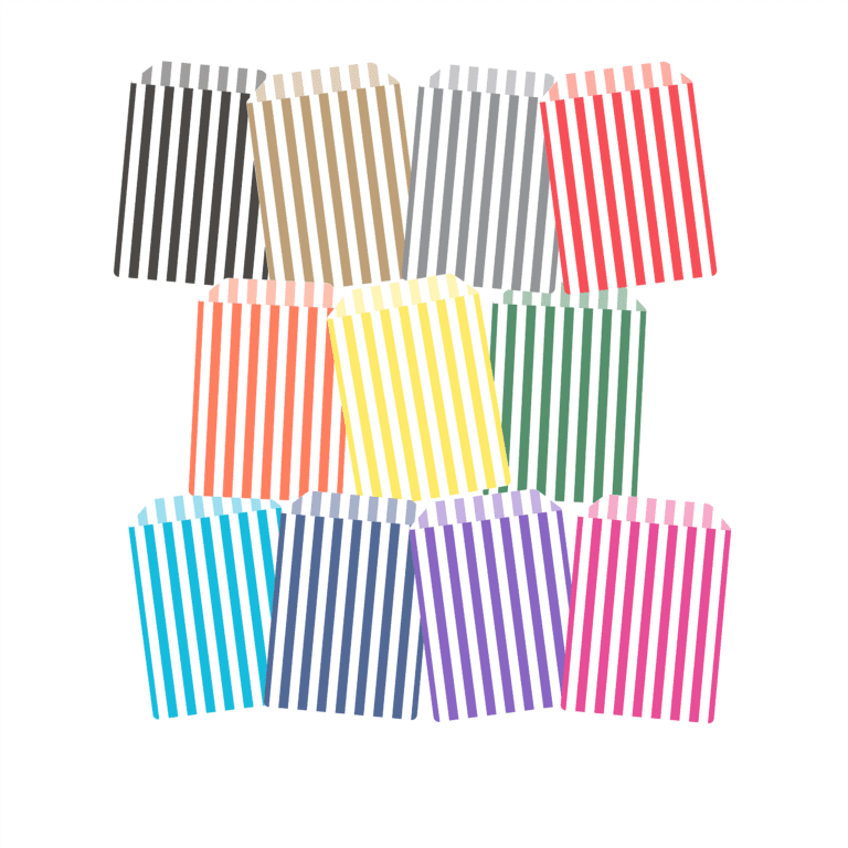 Branded colour assortment of promotional striped candy bags