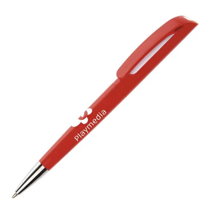 Branded Candy ball pen in red with printed logo