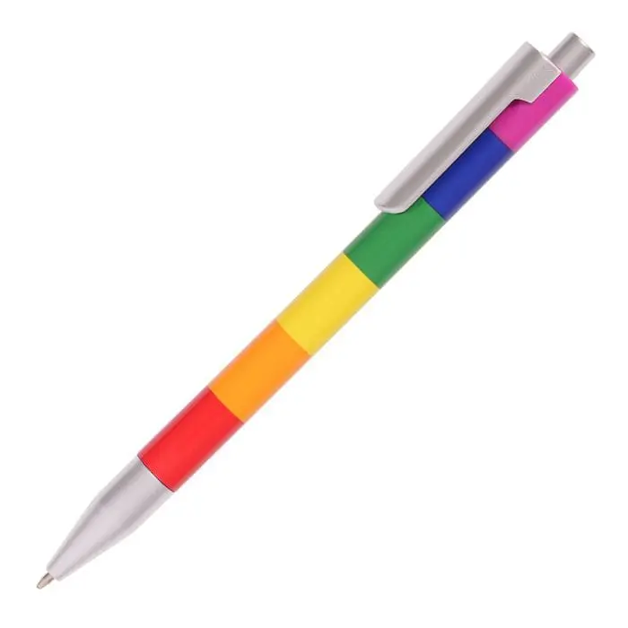 Branded rainbow ball pen in multi colours with printed logo