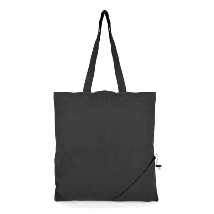 Promotional coloured foldable shopping bag in black with printed logo