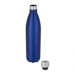 Personalised Cove Vacuum Water Bottle 1L in various colours with silver lid and printed logo