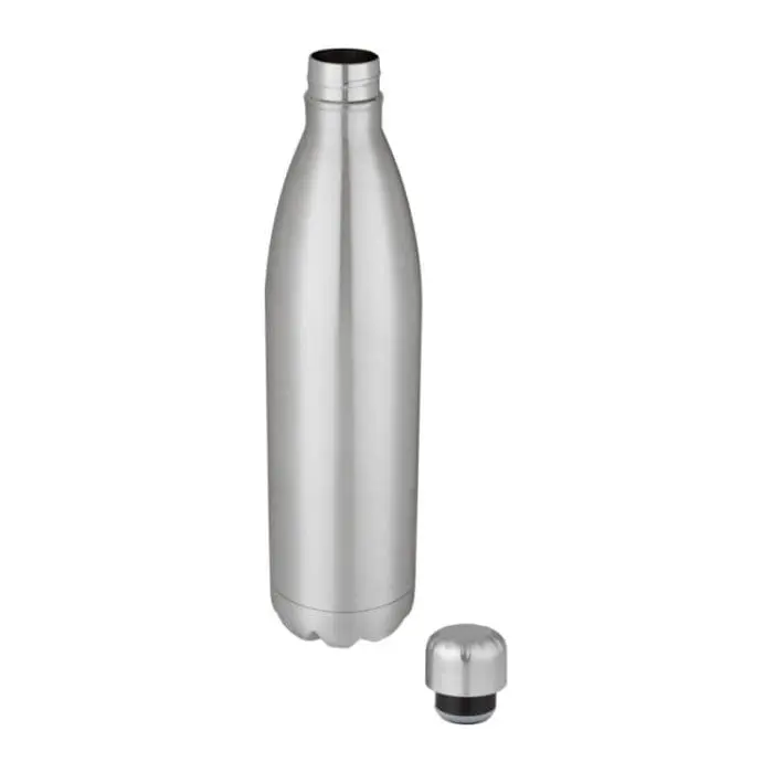 Branded Cove Vacuum Water Bottle 1L in various colours with silver lid and printed logo