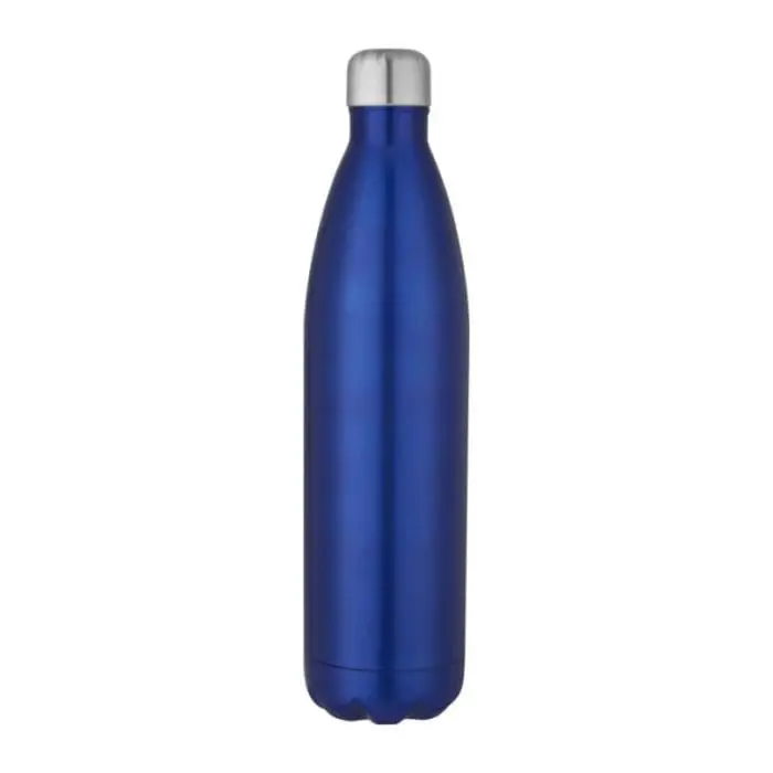 Branded Cove Vacuum Water Bottle 1L in various colours with silver lid and printed logo