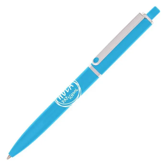 Branded Dottie ball pen in light blue with printed logo