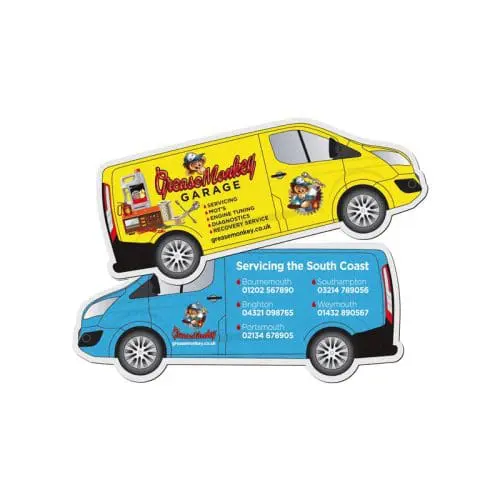 Branded Double Sided Magnets in Van Shape