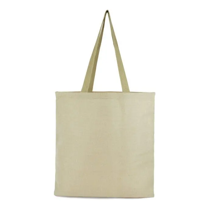 Promotional jute and cotton shopper bag in natural with printed logo