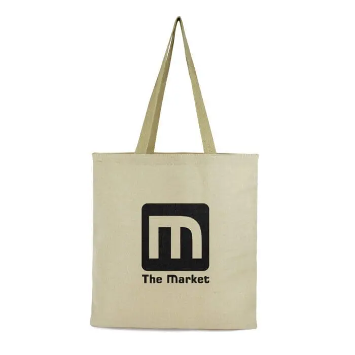 Promotional jute and cotton shopper bag in natural with printed logo