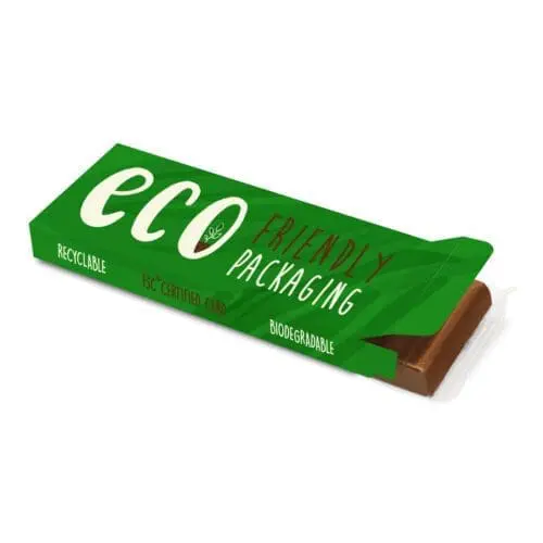 Promotional eco 12 baton bar box with milk chocolate and printed logo