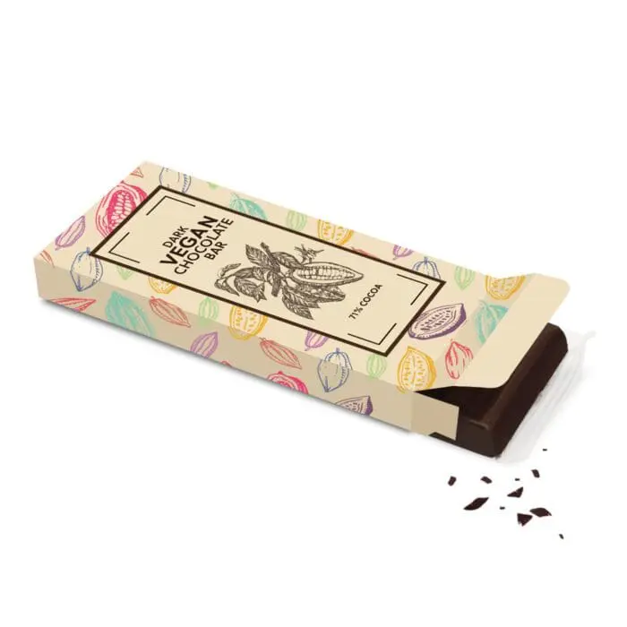 Branded eco 12 baton bar box with vegan chocolate with printed logo