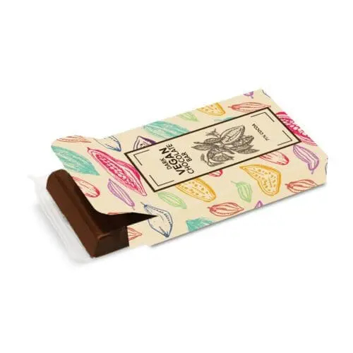 Branded eco 6 baton bar box with vegan chocolate with printed logo