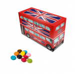 Promotional eco bus shaped box with chocolate beanies sweets and printed logo