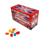 Promotional eco bus shaped box with jolly beans sweets and printed logo