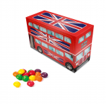 Promotional eco bus shaped box with Skittles sweets and printed logo