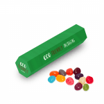 Promotional eco hex tube with jelly beans sweets and printed logo