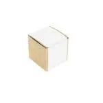 Branded eco kraft cube filled with chocolate beanies sweets and printed logo