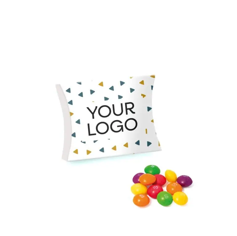 Promotional eco large pouch with Skittles sweets and printed logo