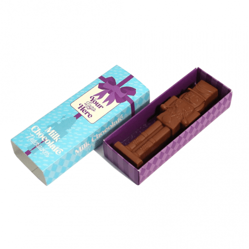 Promotional Eco Matchbox Nutcracker in milk chocolate with printed logo or design