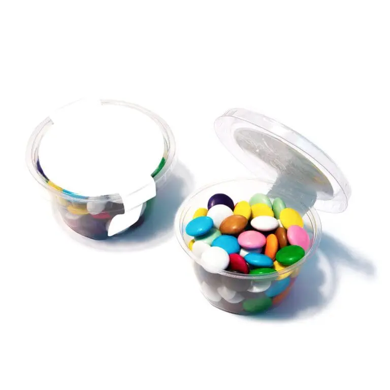 Promotional eco maxi pot with chocolate beanies sweets and printed logo