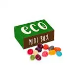 Promotional eco midi box with jelly beans sweets and printed logo