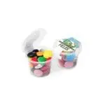 Promotional eco mini pot with chocolate beanies sweets and printed logo