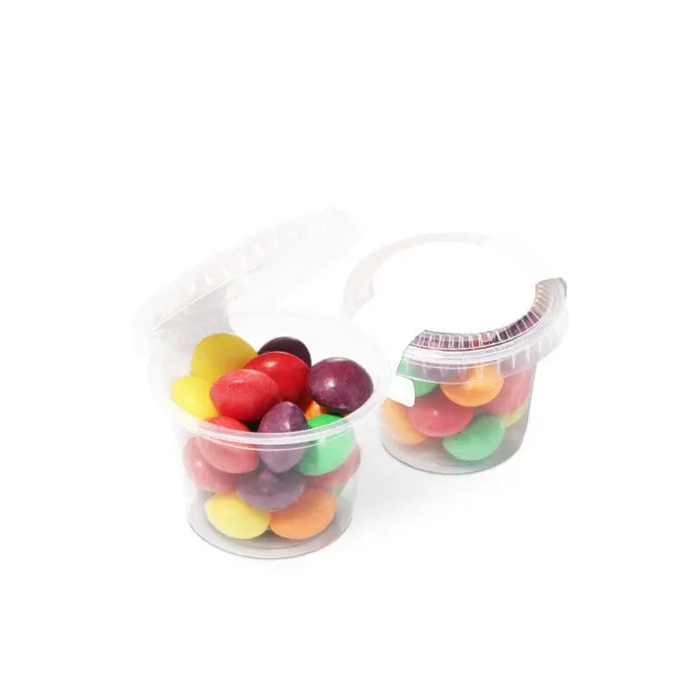 Custom-branded eco mini pot with Skittles sweets and printed logo