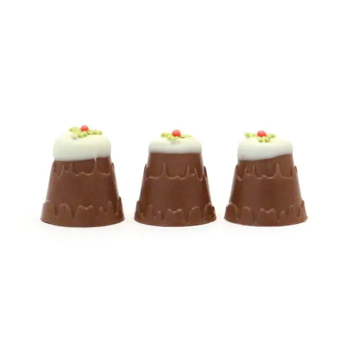 Three Mallow Mountain Chocolates with holly on top