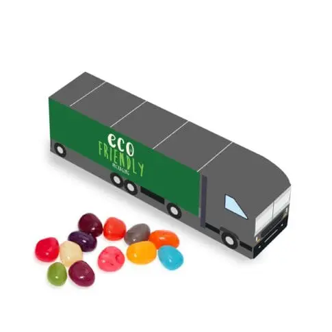 Promotional eco truck shaped box with jelly beans sweets and printed logo