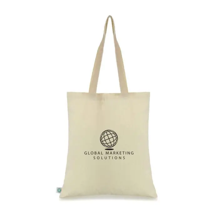 Personalised organic cotton shopper in natural with printed logo