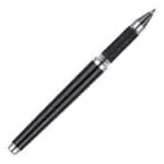 Promotional roller ball pen in black with removable cap and printed logo