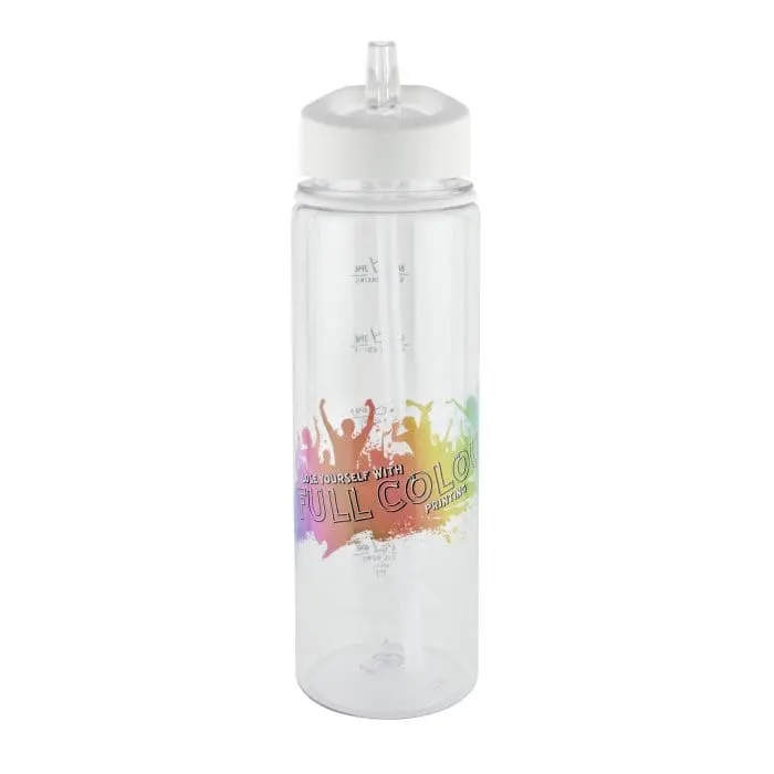 Branded Evander 725ml Sports Bottle with Sipper and Straw and full-colour wrap print