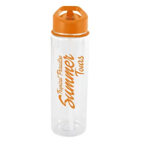 Branded Evander 725ml Sports Bottle with Sipper and Straw in Orange