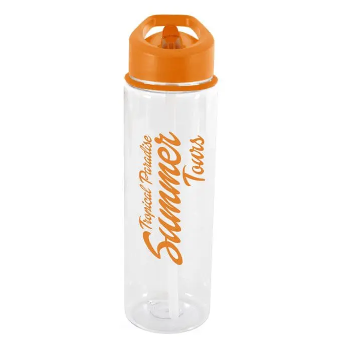 Branded Evander 725ml Sports Bottle with Sipper and Straw in Orange