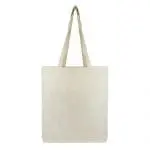 Promotional foldable shopper bag in natural with red trim and zip with printed logo