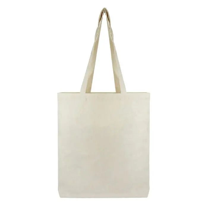 Promotional foldable shopper bag in natural with red trim and zip with printed logo