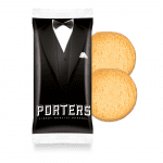 Promotional flow wrap with 2 mini shortbreads and printed logo