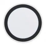 Promotional white and black round wireless charging pad with printed logo on top