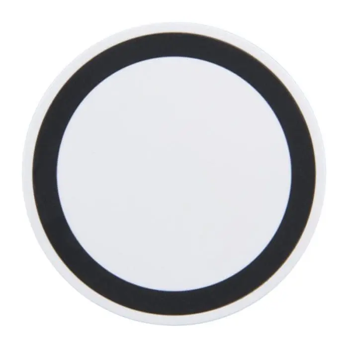 Promotional white and black round wireless charging pad with printed logo on top