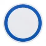 Promotional white and blue round wireless charging pad with printed logo