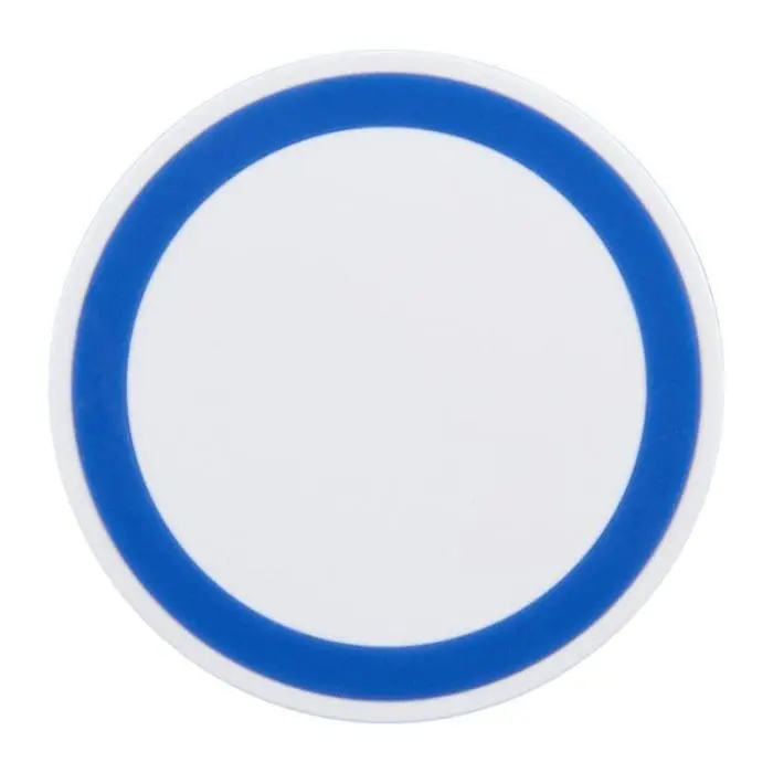 Promotional white and blue round wireless charging pad with printed logo