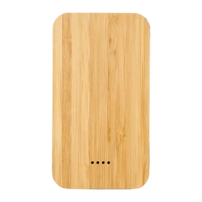 Promotional Future 6000 mAh bamboo and fabric wireless powerbank with printed logo