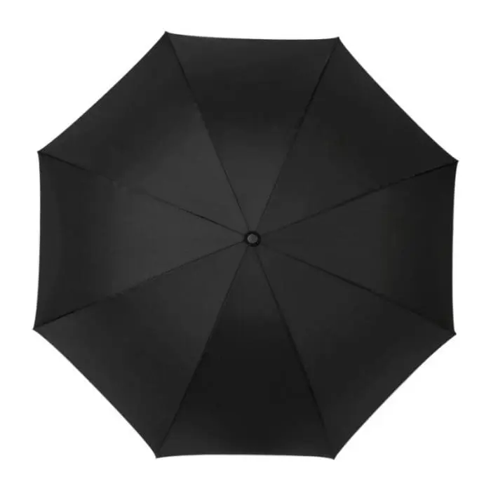 Promotional golf umbrella with EVA handle in black with printed logo top view