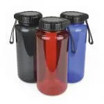 Branded Gowing 950ml Gym Bottle colours with screw-on black lid and a wrist strap